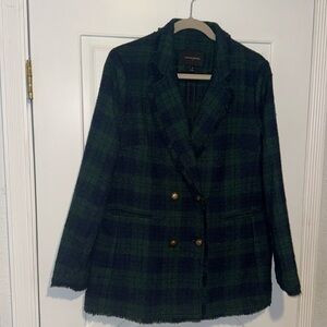 Banana Republic tartan blazer with fringe edges